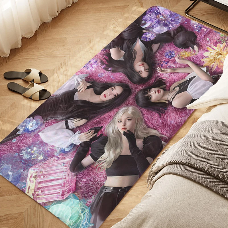 Bedroom Floor Mats D-Blacks D-Pinks Kpop Corridor Kitchen Hallway Porch Foot Mat Non-slip Waterproof Bathroom Balcony Carpet