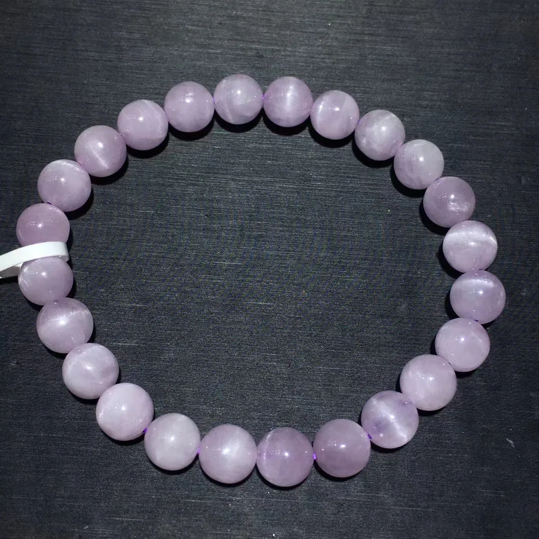 

7mm Natural Purple Kunzite Bracelet Jewelry For Women Men Gift Healing Crystal Stone Cat Eye Gemstone Beads Strands AAAAA