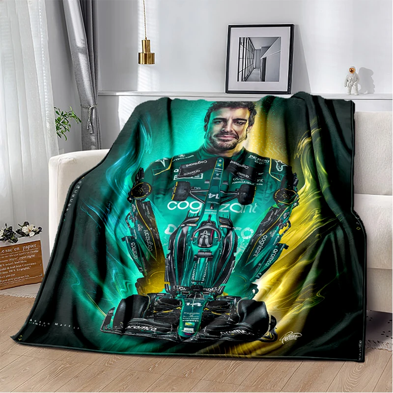 3D Fernando Alonso 14 F1 Racer Soft Plush Blanket,Flannel Blanket Throw Blanket for Living Room Bedroom Bed Sofa Picnic Cover