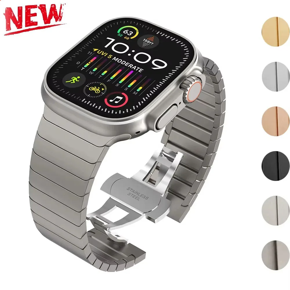 

Металлический ремешок для Apple Watch Band Ultra 2 49 мм 46 мм 45 мм 44 мм 42 мм 41 мм 40 мм Браслет из нержавеющей стали IWatch 10 9 8 7 6 SE 5 4