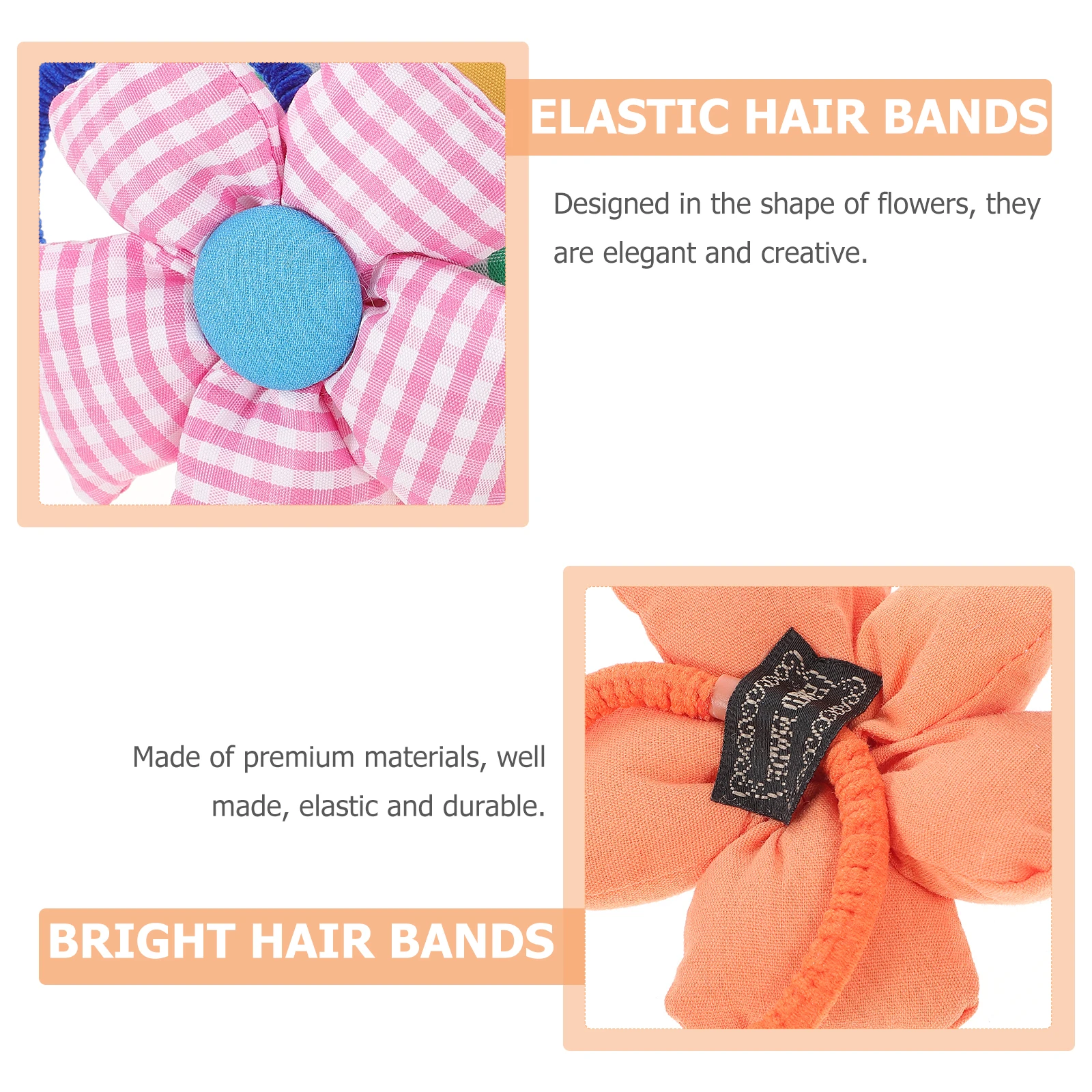 

10Pcs Candy Color Flower Hair Elastic Hair Ties Soft Stretchy Floral Ponytail Holder Band for Girls Women Hair Accessories