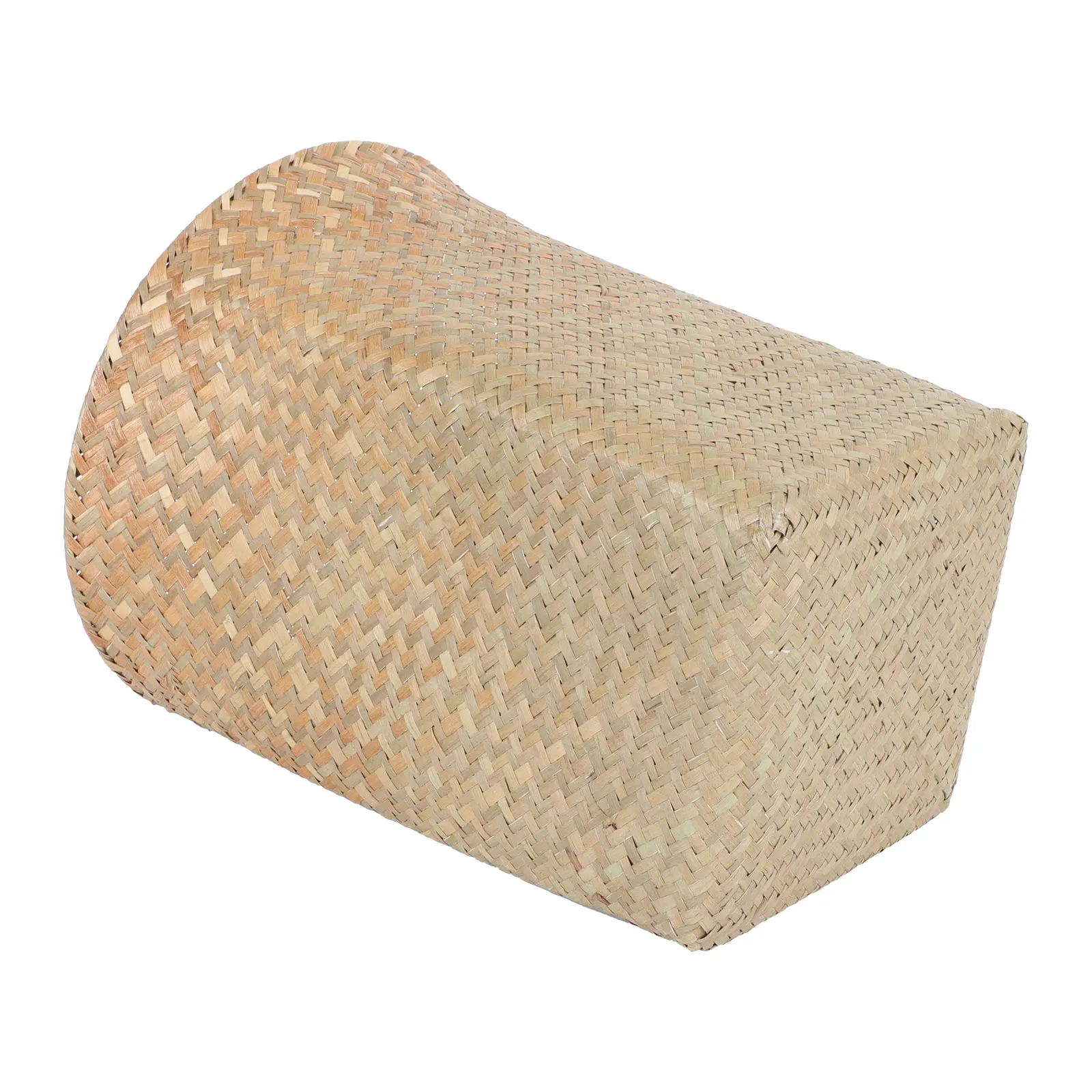 

1pc Natural Straw Baskets Trash Can Boho Style Waste Paper Basket Home Office Storage Straw Woven Wastebasket Container