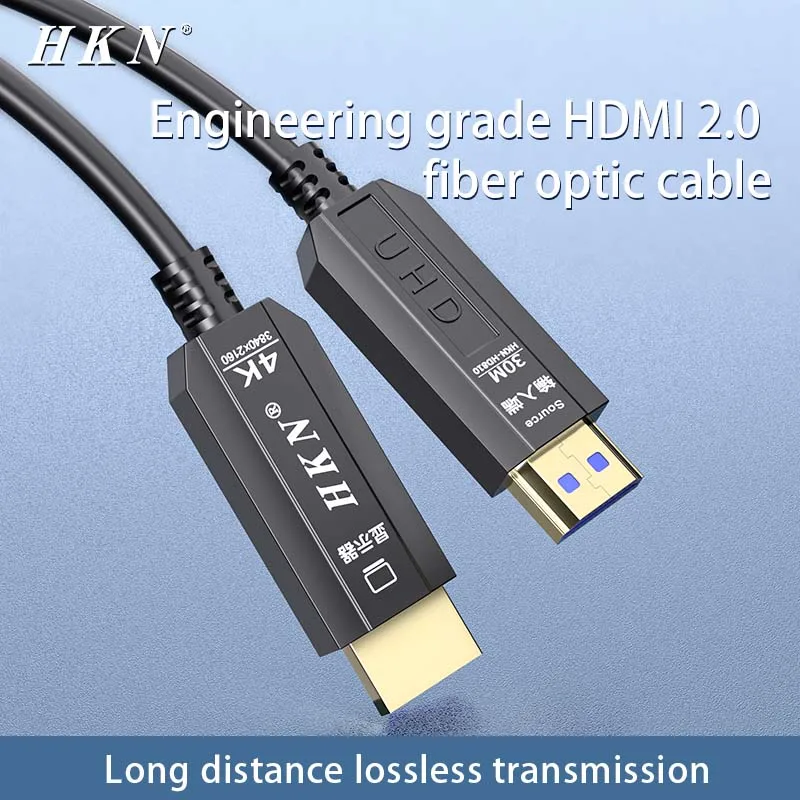 HKN 4K 60Hz HDMI Optical Fiber Cable High Speed HDR AOC HDMI 2.0 Fiber Optic Cable 5m 10m 20m 30m 50m for LCD HDTV PC Laptop PS5