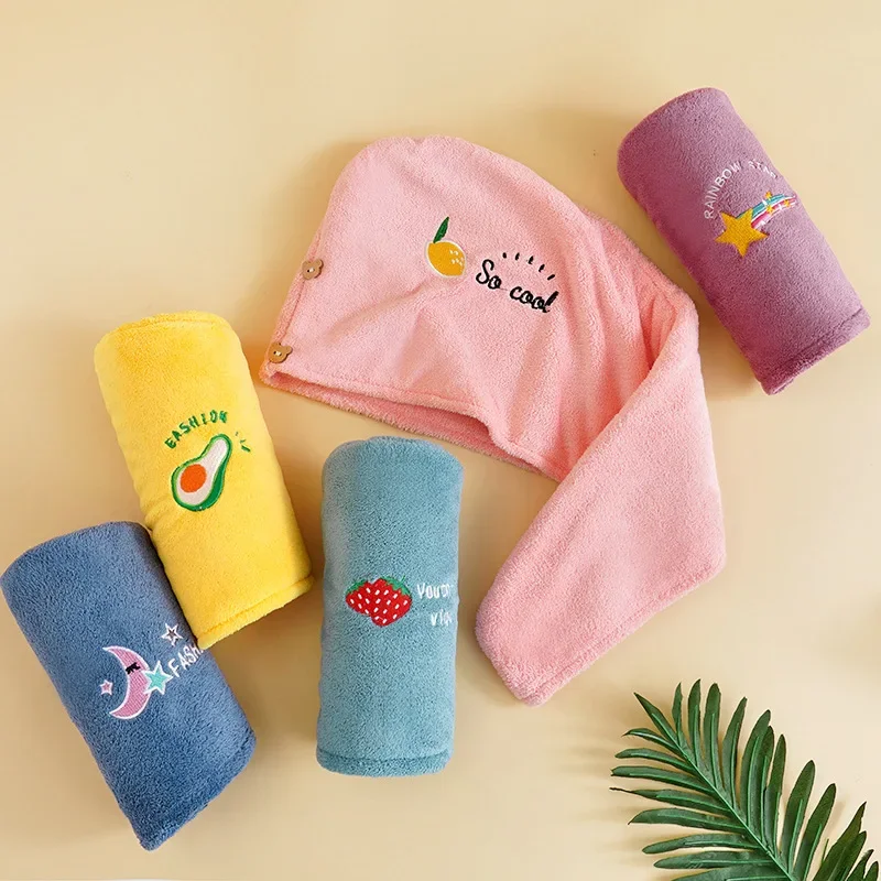 1PC Quick Drying Hair Hat Super Absorbent Soft Bathroom Women Head Towels Girls Cute Hair Towel Hair Dry Wrap Bonnets