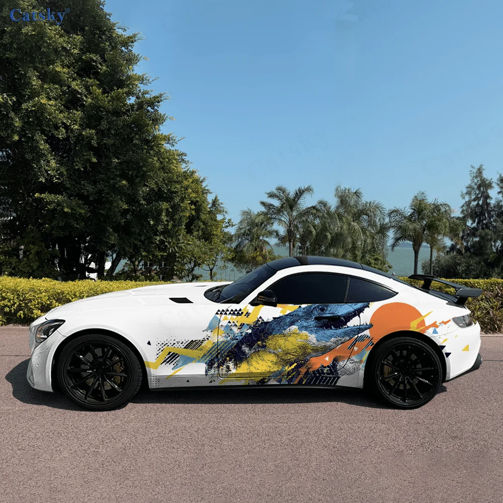 

Виниловые наклейки с геометрическим цветным столкновением для автомобиля, самоклеящаяся наклейка из ПВХ, подходит для грузовиков, внедорожников, декор, автоаксессуары, подарок