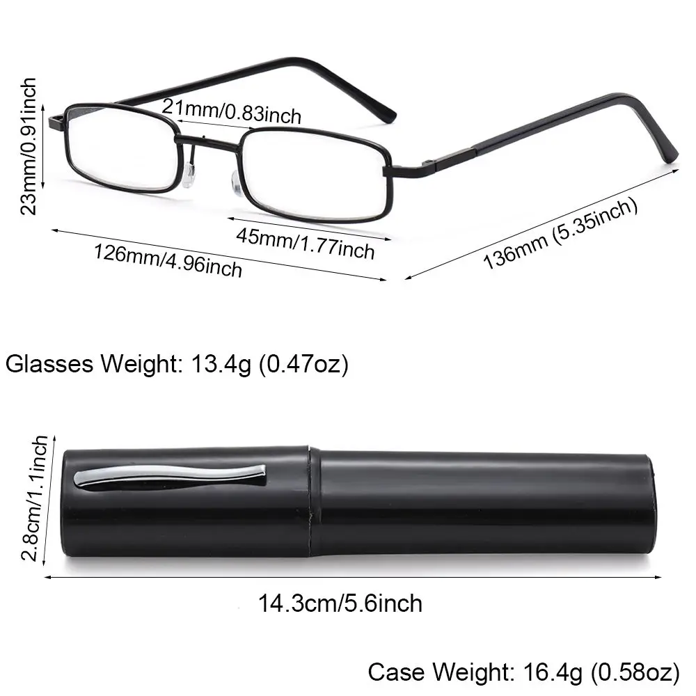 Strength +1.0~+4.0 Lightweight Slim Anti-blue light Eyeglasses Reading Glasses with Pen Clip Tube Case Readers for Men Women