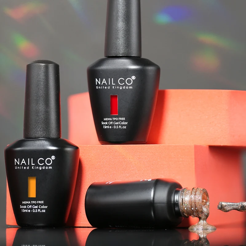 NAILCO 15ml Vernis à Ongles Gel Sans HEMA ni TPO, Semi-Permanent UV, Peinture Gel Nail Art, Manucure, Top Coat et Base Sans Résidu