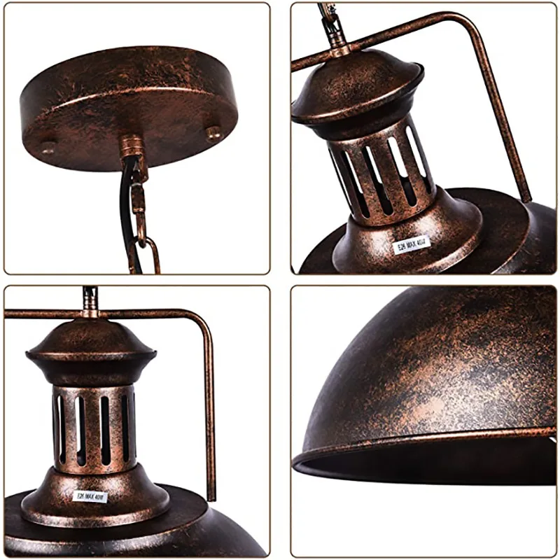 Rústico Copper Dome Pendurado Lâmpadas, Loft Style Pendant Light, Farmhouse Luminárias, Apto para Cozinha, Bares, Mesa de jantar, 41cm