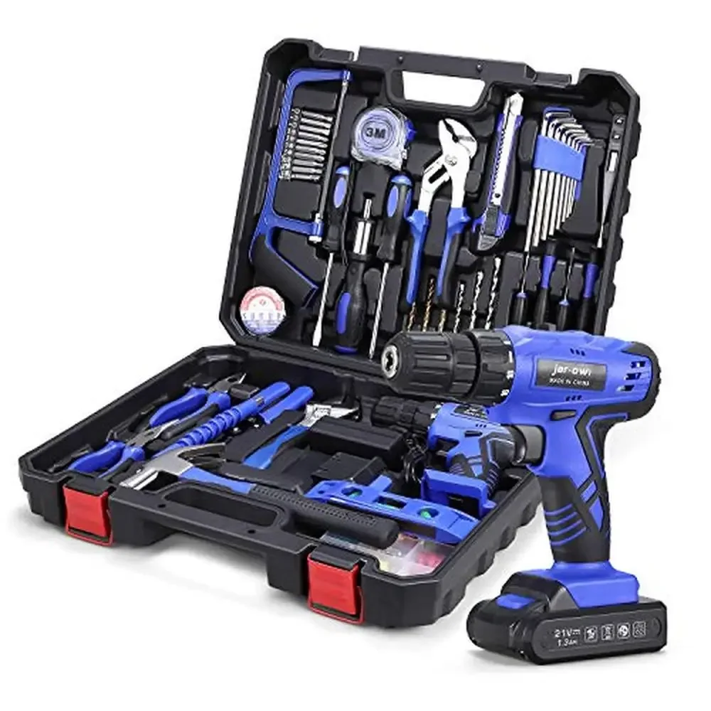 Professional 112-Piece Cordless Drill Tool Kit Set Home DIY and Garden Maintenance with Lithium Battery Compact Durable and