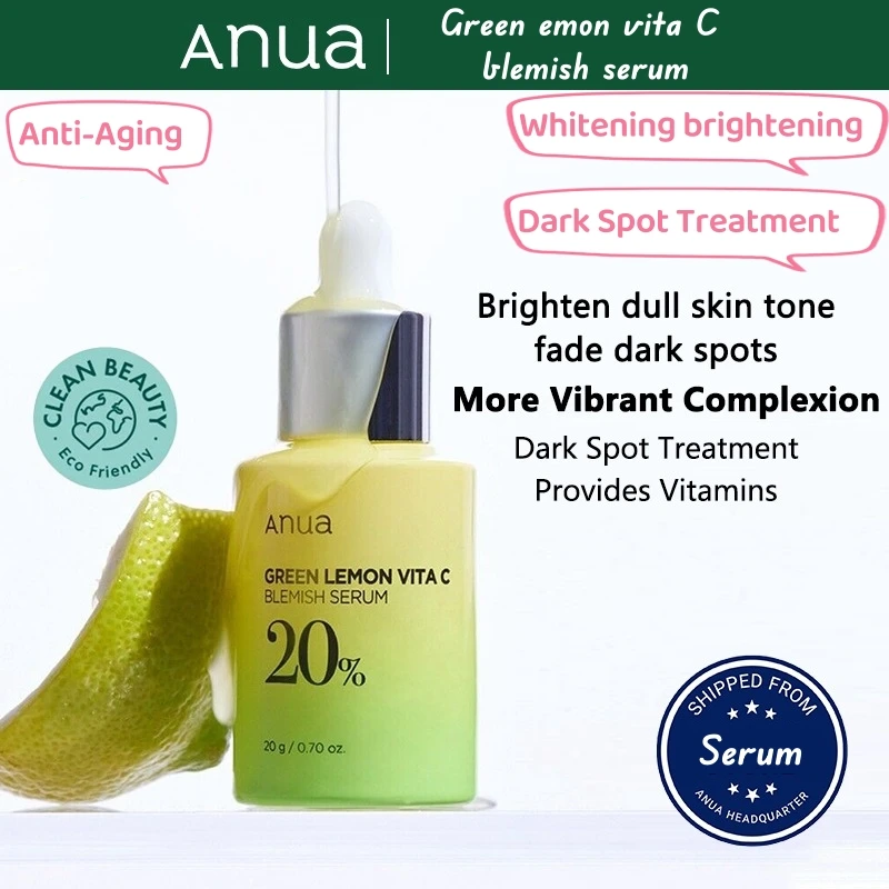 Anua-Sérum vitamine C au citron vert, sérum pour le visage à la vitamine E, acide hyaluronique et acide férulique, soins de la peau nourrissants, 20ml