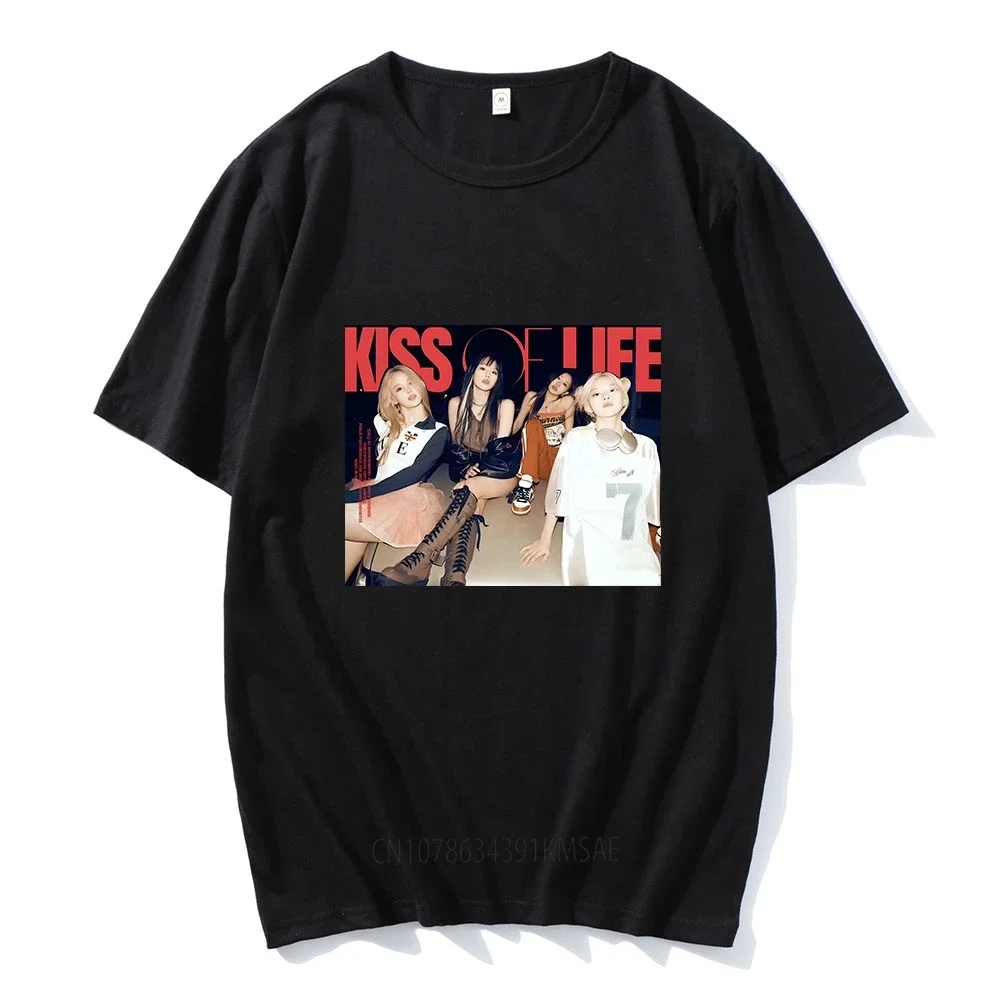 Kiss of Life  Band T-shirt for Fans Short Sleeve Cotton Women Tee-shirt Streetwear Aesthetic Korean Fashion Tshirts Female