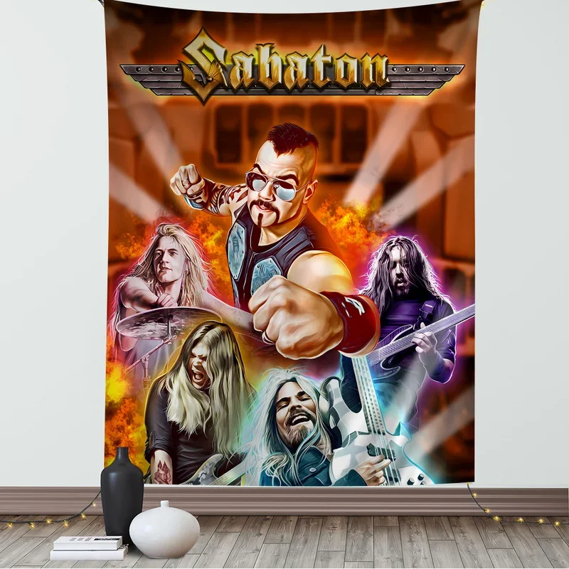 S-Sabaton Band Printed Large Wall Tapestry Indian Buddha Wall Decoration Witchcraft Bohemian Hippie Wall Art Decor # 0@