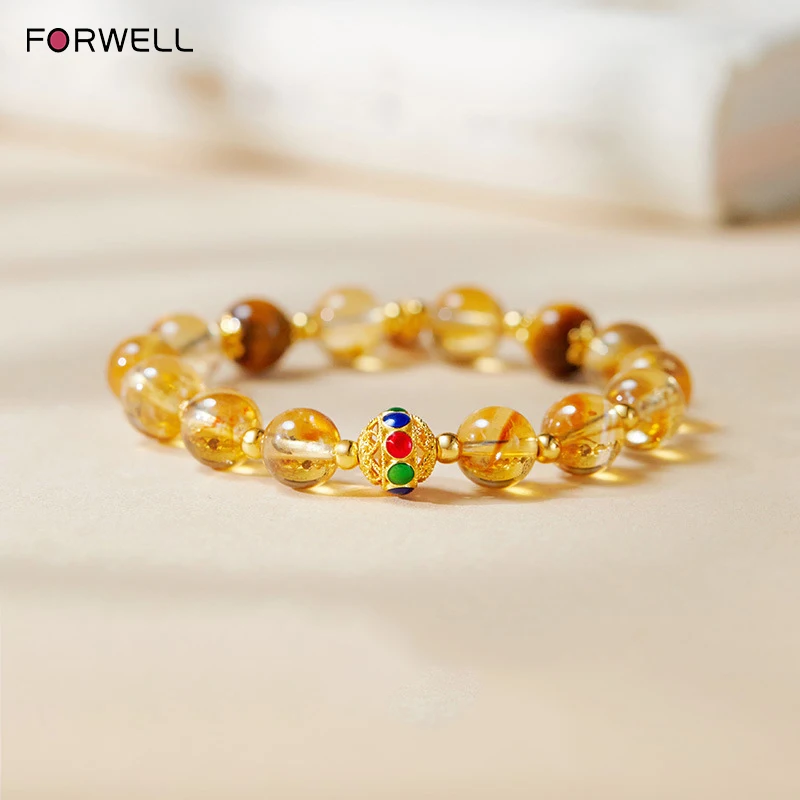 

FORWELL женский браслет серебряный ажурный шар желтый кварц тигровый глаз ювелирные изделия премиум-класса для модных аксессуаров