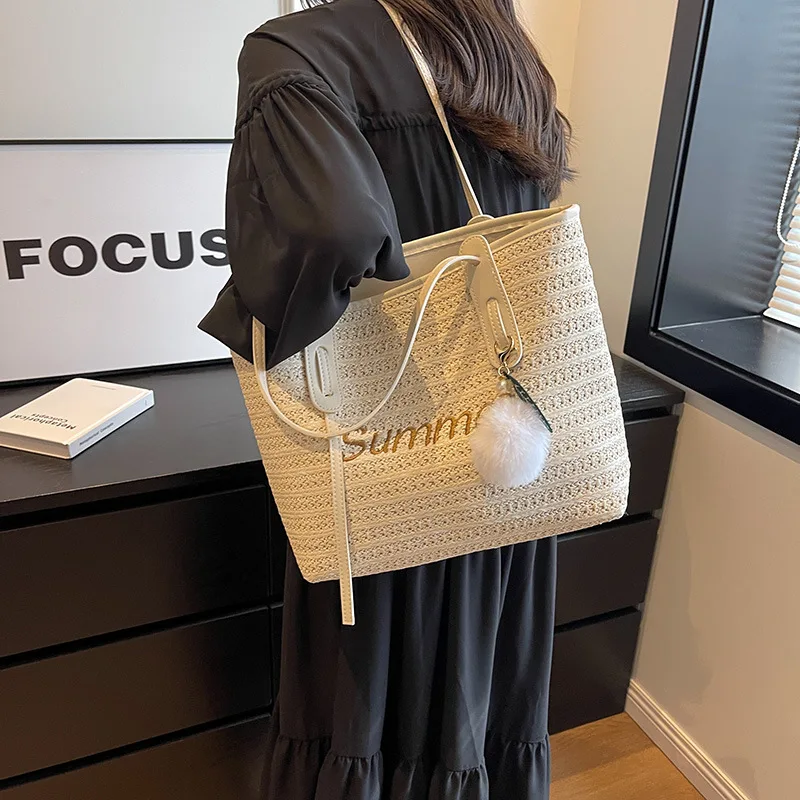 

​2025 Women's Large Boho Woven Straw Tote Bag Adjustable Strap Beach Commuter Purse Eco-Friendly Summer Crossbody Shoulder Bag​