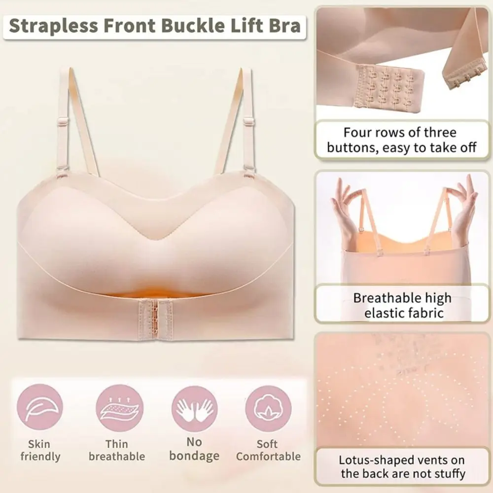 Plus Size Wireless Strapless Bra Push Up Big Breasts Invisible Bra Non Slip Sexy Lingerie Women