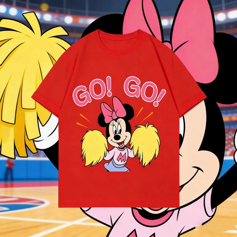 

2025-26 летняя футболка с рисунком Микки Мауса Диснея из 100% хлопка с принтом, модная удобная дышащая женская одежда