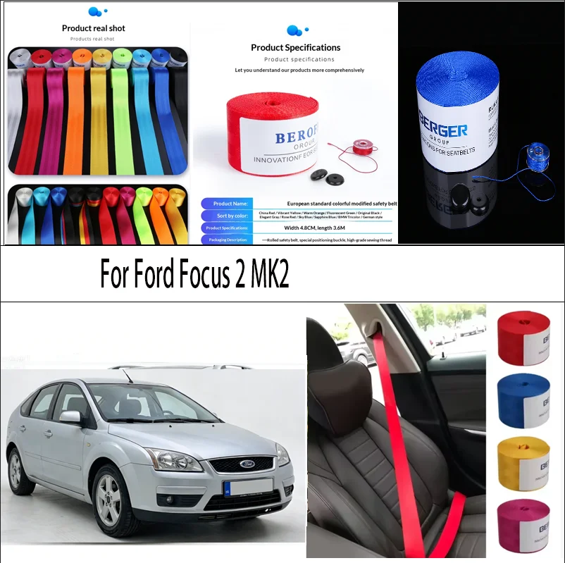 

For Ford Focus 2 MK2 Car Seat Belt Seatbelt Webbing Lap Retractable Safety Strap 48MM