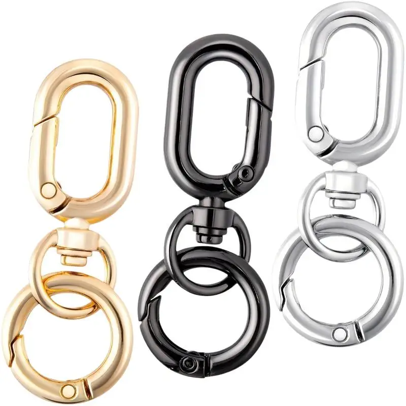2/10 Pcs Metal Swivel Spring Snap Hooks Double Opening Swivel Clasp Clips Key Chain Clip With Key Ring For DIY Keys