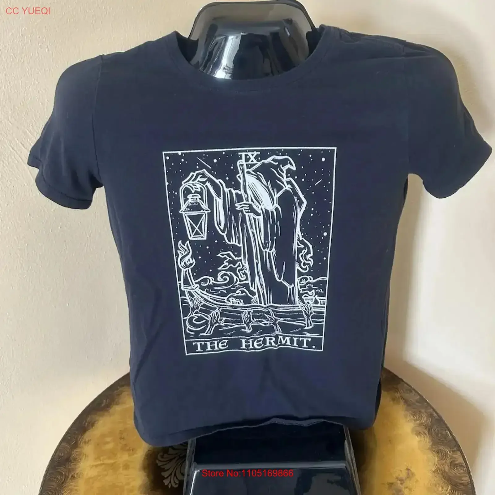 The Hermit Tarot Card T Shirt Grim Reaper Halloween Gothic Horror Goth vintage Washed Casual streetwear graphic vintage Washed