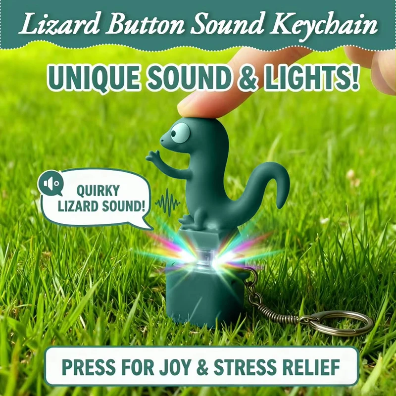 Funny Button Sound Keychain Chic Lizard Rechargeable Decompression Toys Bag Pendant Desktop Ornament