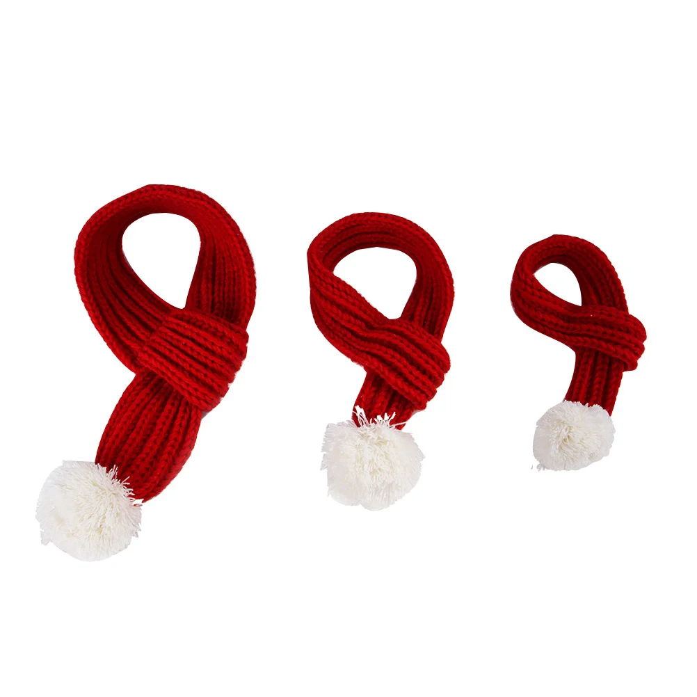 

Christmas Pet Accessories Knitted Scarf Red White Style Winter Warmth for Dogs Festival Wearable Grooming Costume Party Supply
