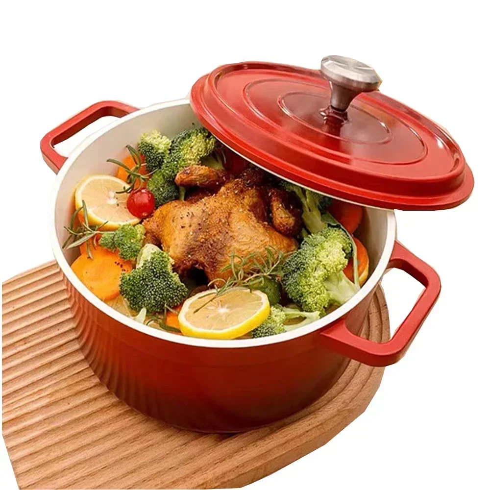 

22cm Enameled Dutch Oven Pot with Lid,Cast Iron Dutch Oven Dual Handles for Bread Baking,Cooking,Nonstick Enamel Coated Cookware