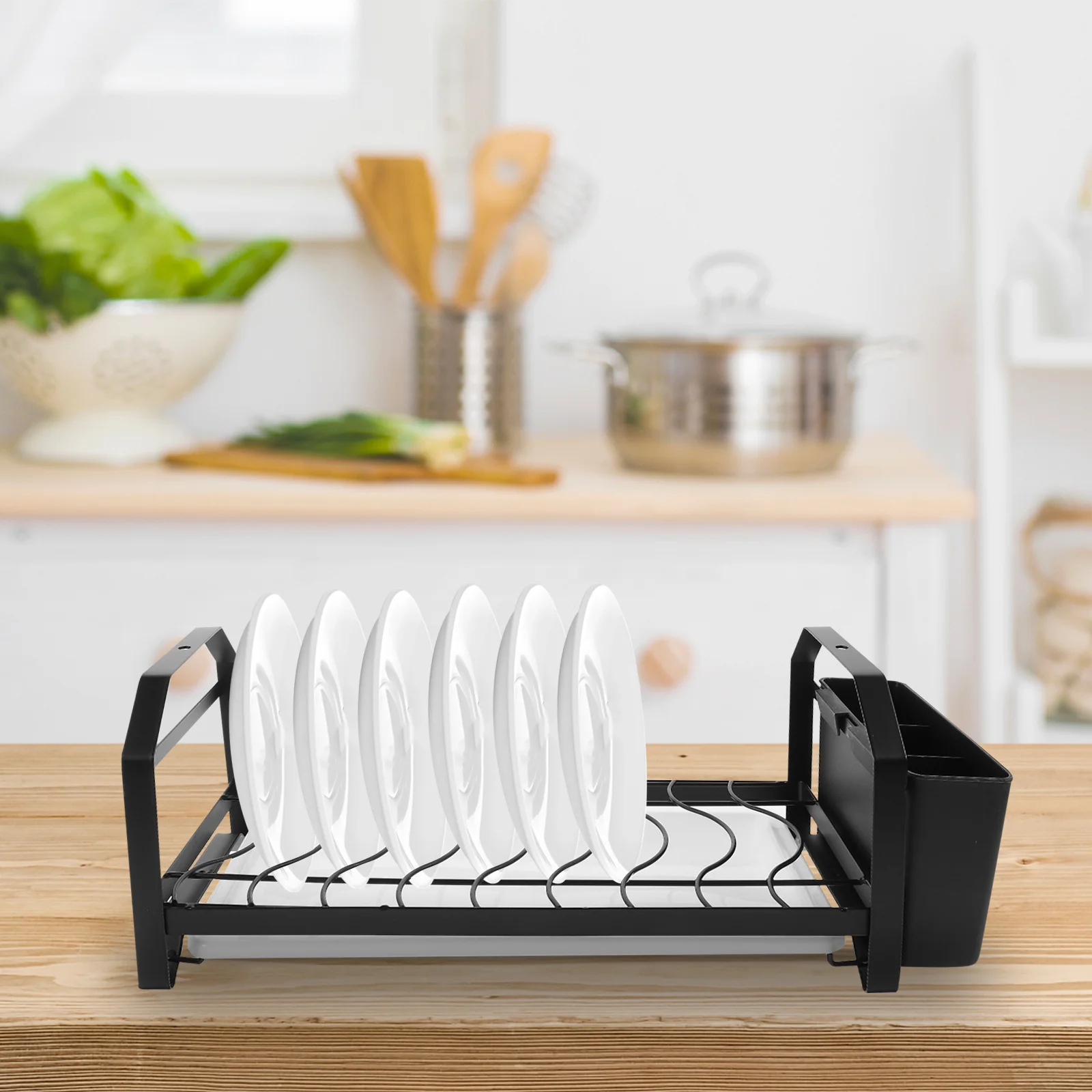 

Dish Drying Rack Compact Design Multi-Functional Storage Solution Non-Slip Bottom Rust-Proof Metal Kitchen Utensils Holder