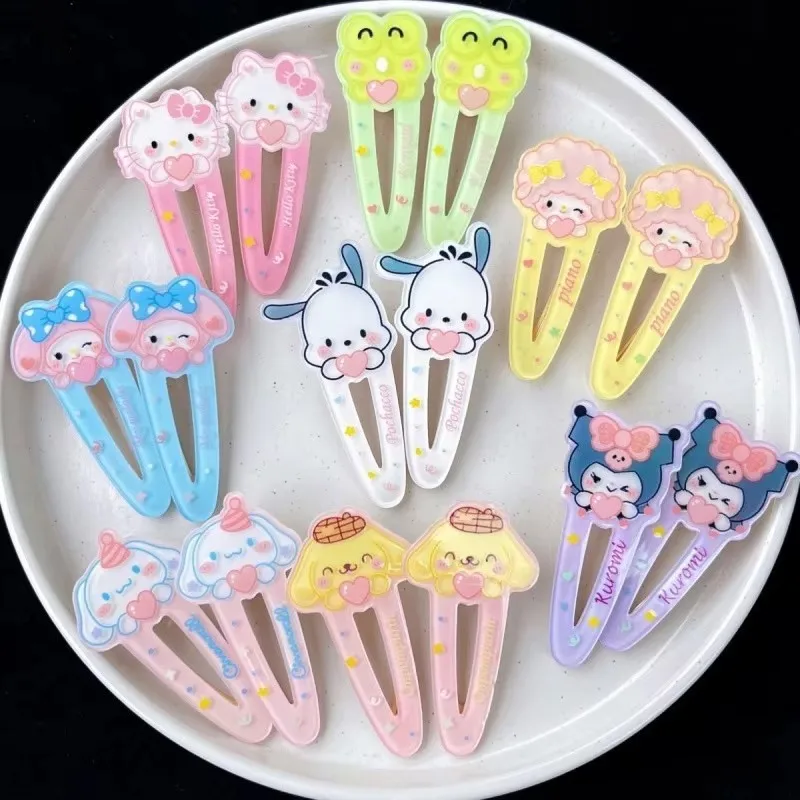 Sanrio Hello Kitty Hairpins Cartoon Anime Figures My Melody Pochacco Kuromi Cinnamoroll Hairpin Cute Girl Hairpin Birthday Gifts