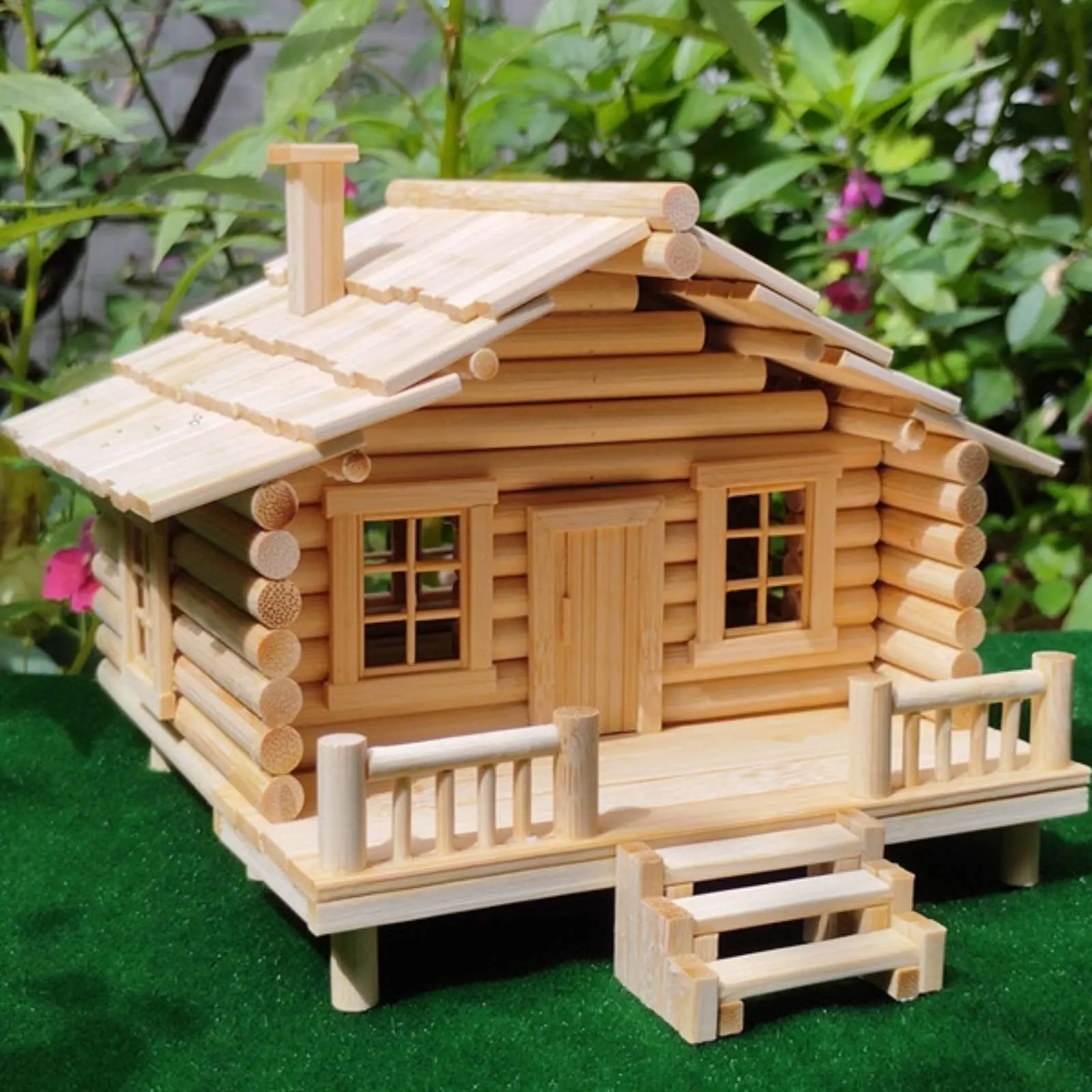 Kit de Casa de Bambú DIY, Regalo Creativo, Kit de Manualidades de Construcción de Bambú, Modelo de Casa Pequeña de Madera, Ambiente Cálido, Modelo de Cabaña de Madera en Miniatura
