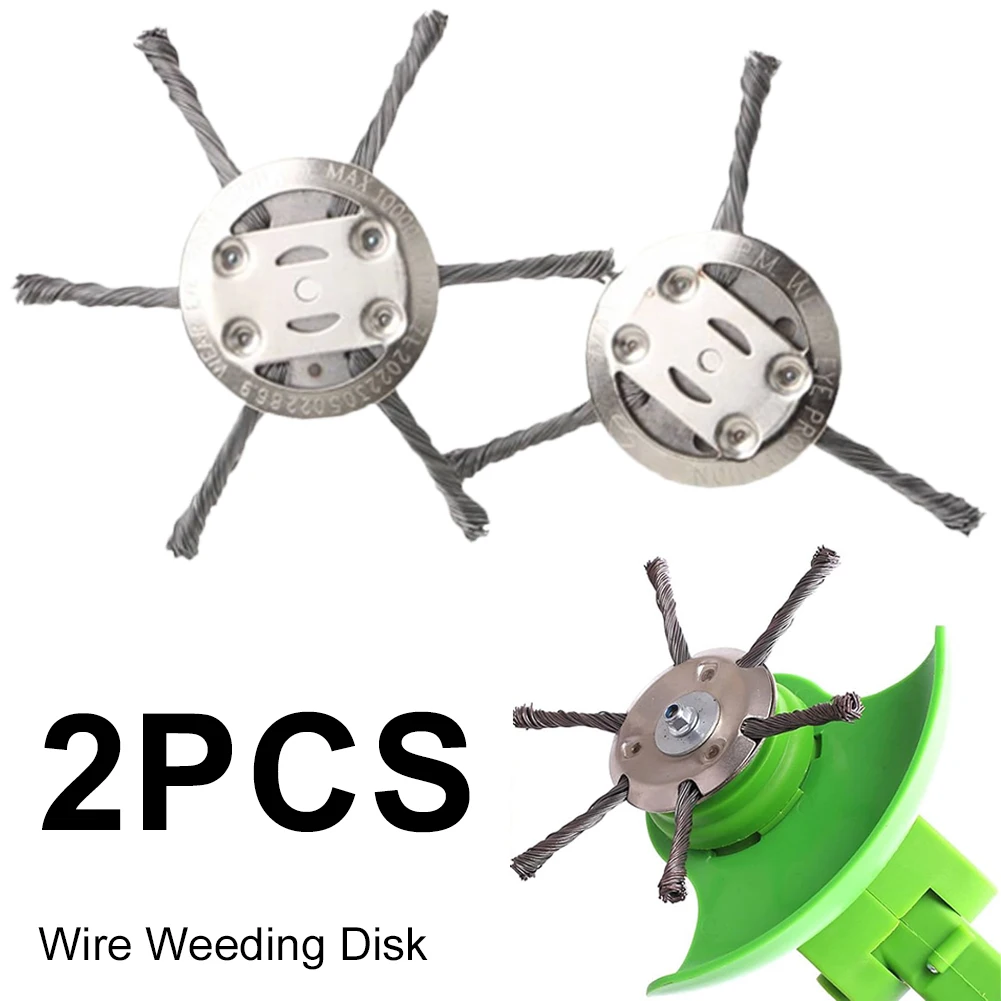 2 قطعة عجلة أسلاك الفولاذ العشب الانتهازي رئيس حديقة إزالة الأعشاب الضارة فرشاة استبدال فرش سلك الاعشاب شفرة إزالة الصدأ والقوس