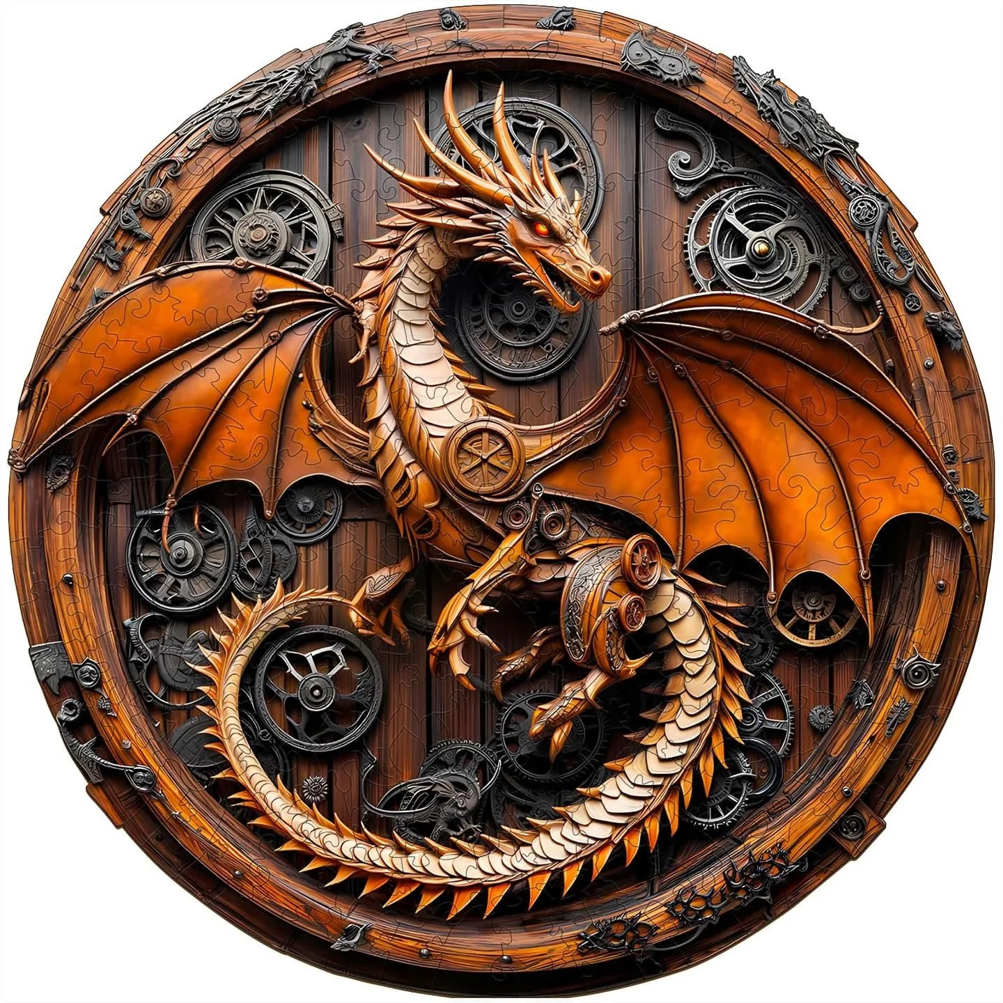 

Wooden Puzzles for Adults, 3D Vision Mechanical Dragon Jigsaw Puzzle Unique Shape Advanced Wood Puzzle Birthday Game