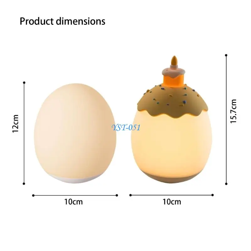E15A Siliconen Draadloos Nachtlampje Cartoon Eieren/Cake Nachtlampje Nieuwigheid Bedlampje