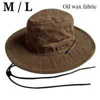 Sombreros de cubo de tela de cera de aceite para hombre, sombrero de vaquero occidental de ala ancha de verano para mujer, sombrero de senderismo para montañismo al aire libre, sombrero de sol para pesca en la playa
