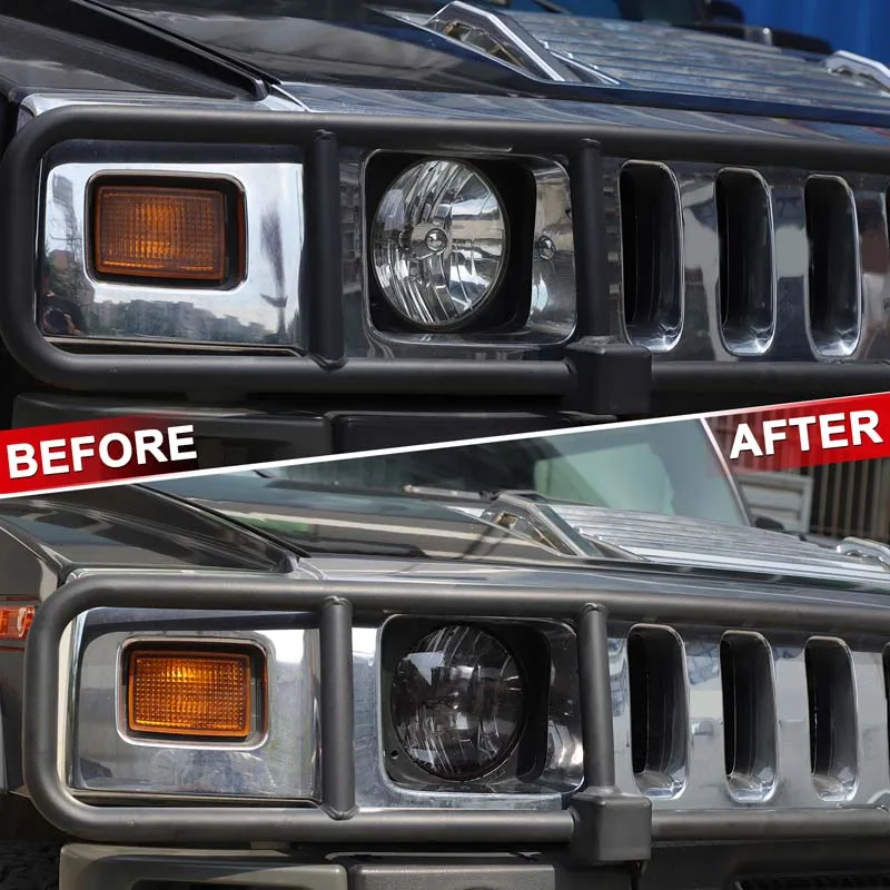 

2 piece set TPU black For Hummer H2 2003-2009 Car headlight rear headlight film decorative sticker car protection accessories