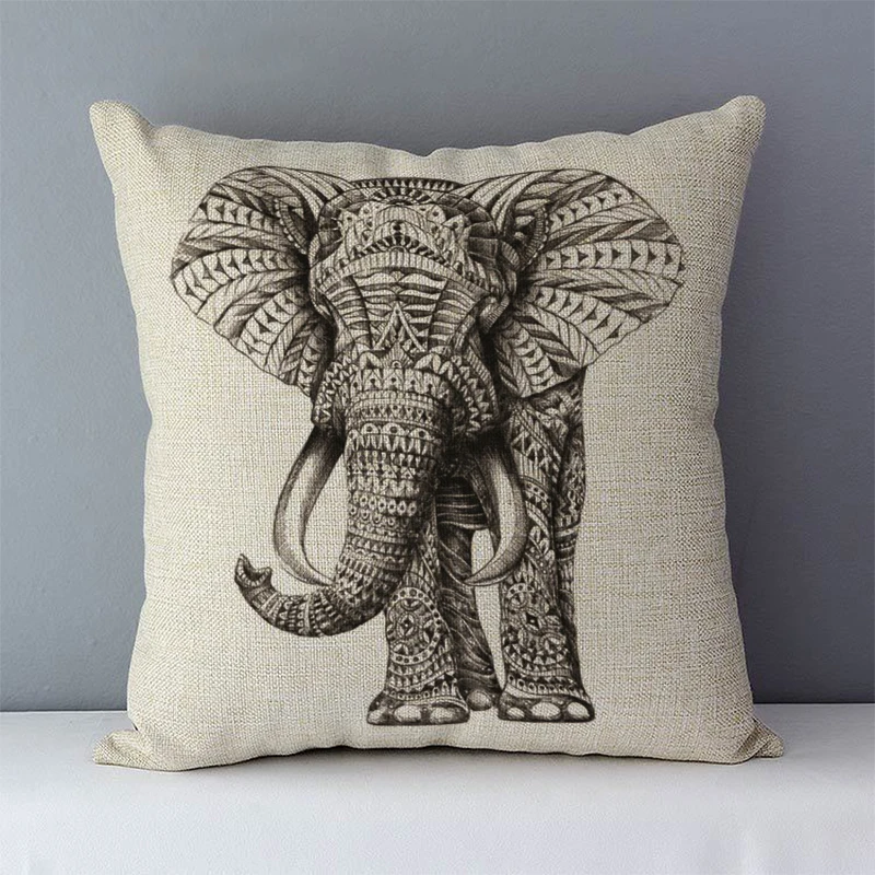 Black White Animals Cushion Cover Home Decorative Pillows Quality Printed With Elk Elephant Bear Square 45x45cm Pillow Covers QX