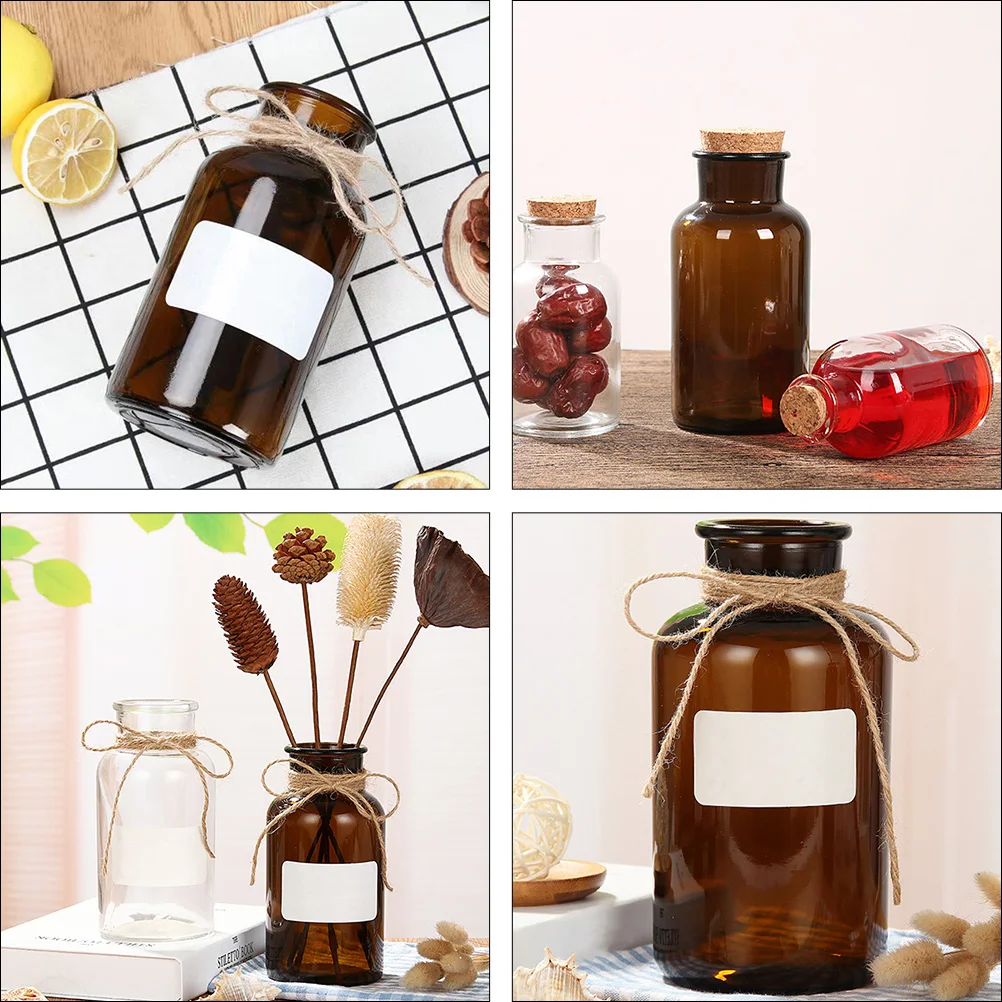 

2 Pcs Mouth Vase Glass Bottles Clear Reagent Vessels Simple Jar Glass Vases Flower Tea Can Decorative Shower Favors