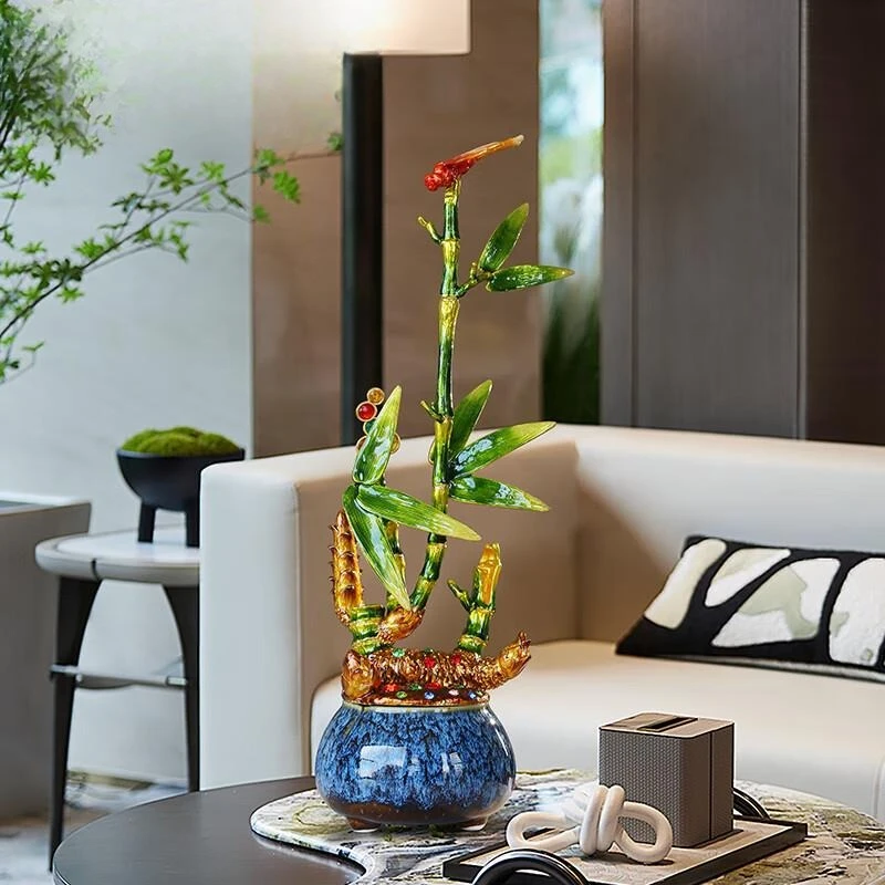 

Enamel color rising new Chinese style living room entrance TV cabinet office ornament housewarming opening gift