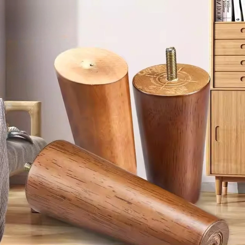 4-個の無垢材ソファ脚耐荷重木製足サポート脚コーヒーテーブルの足高さを高める木製家具の足
