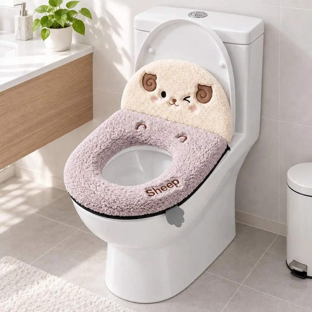 Plush Toilet Cushion,Washable Thickened Toilet Seat Pad,Soft Warm Toilet Seat Cover, Universal Bathroom Toilet Lid Accessories