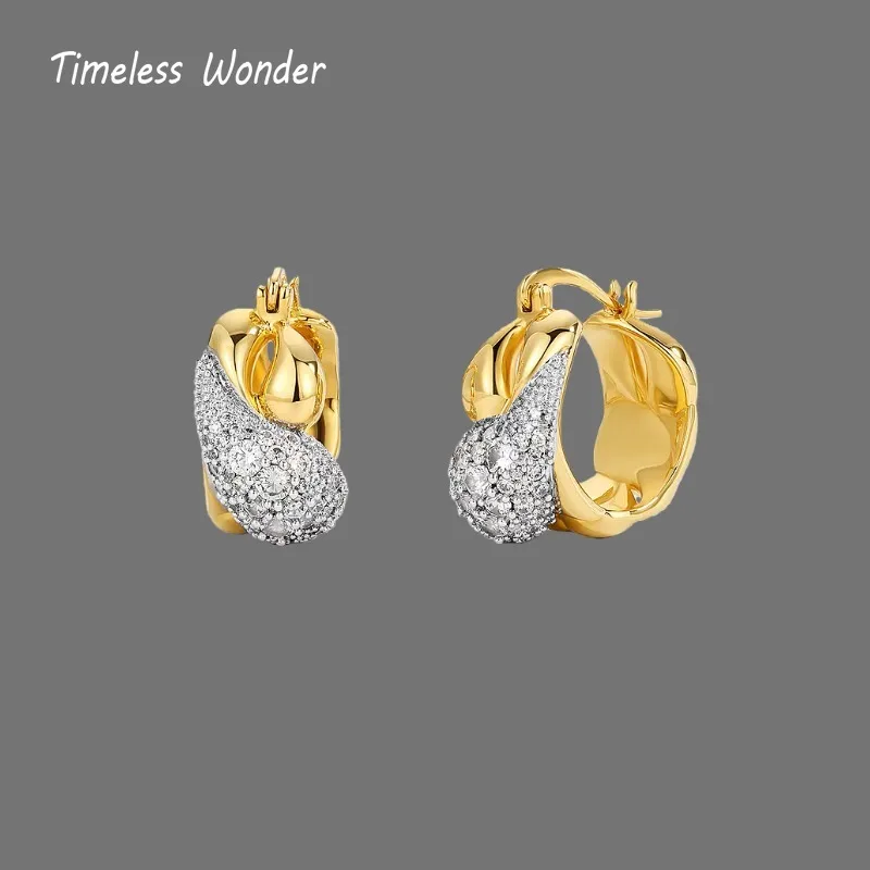 

Timeless Wonder Fancy Zircon Geo Hoop Earrings for Women Designer Jewelry Punk Cocktail Top Trendy Classy Rare 6462