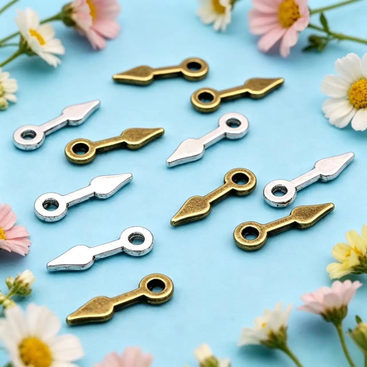 20Pcs/Lot 5*15mm Two Color Vintage Metal Zinc Alloy Steampunk Pointer Charms Fit Jewelry Pendant Charms Makings
