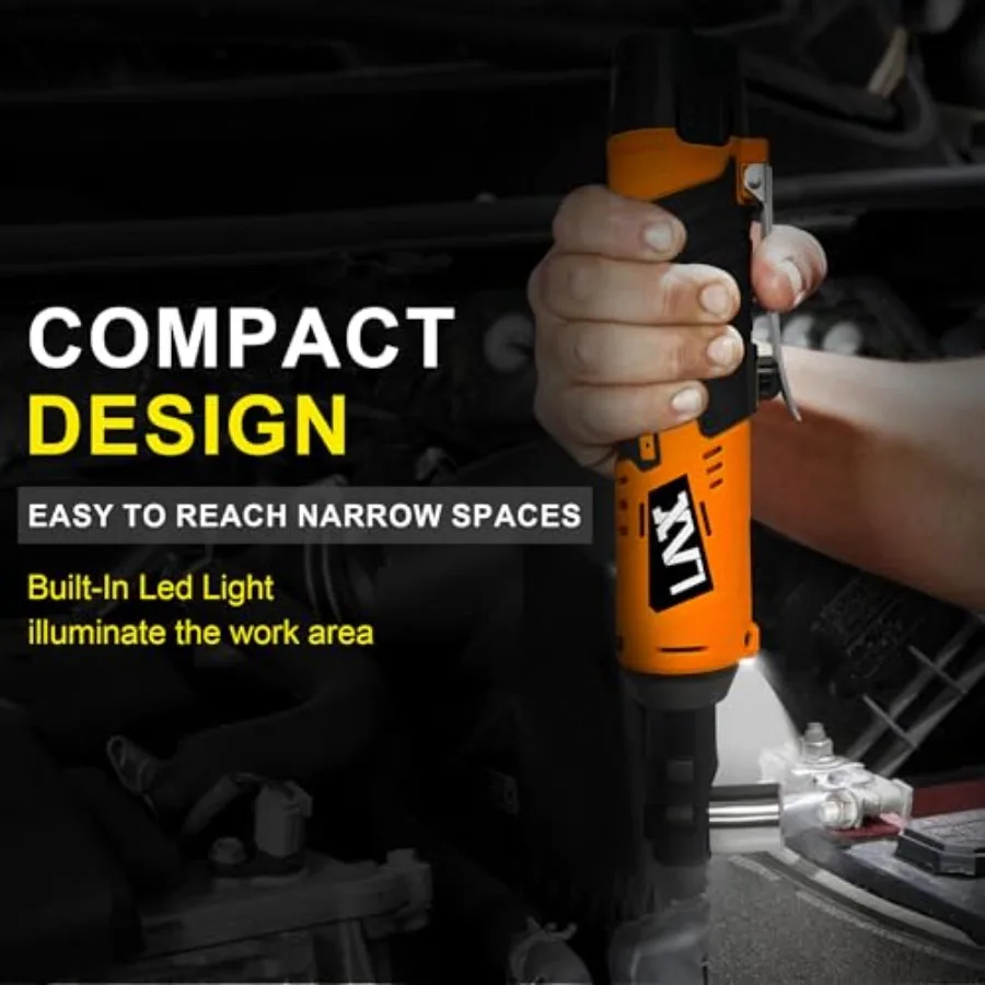 Juego de llaves de trinquete eléctricas inalámbricas, Kit de herramientas de trinquete eléctrico de 3, 8, 12V con velocidad de 400 RPM, 40 pies de torsión, cargador de 60 minutos, 7 enchufes