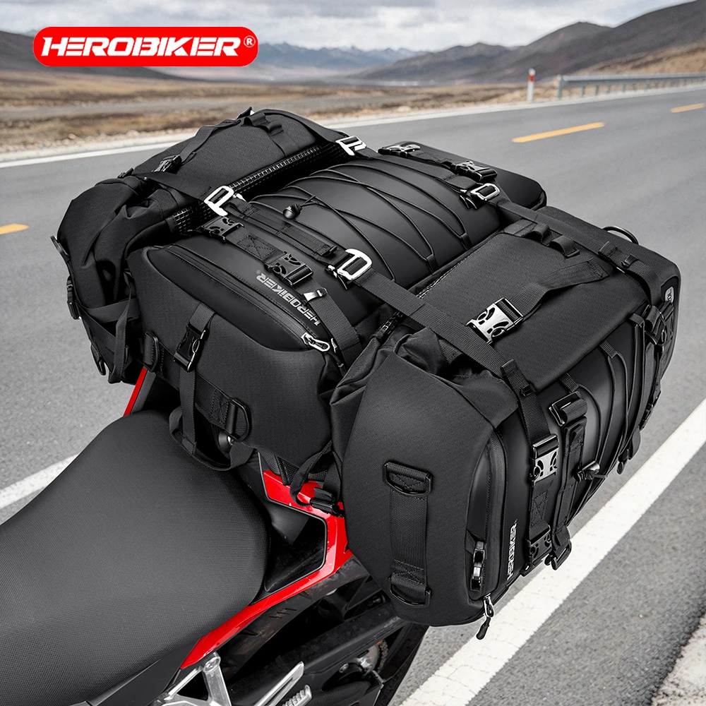 New Motorcycle Back Seat Bag Waterproof Multifunctional Saddle Side Luggage Bag Cycling Backpack Universal 10/20/30L