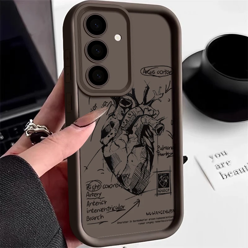 Samsung Phone Case Suitable S24 S23 S22 Ultra Plus S21 A55 A54 A53 A52 A35 A25 A15 A14 5G Heart example diagram Silicone Cover - náhled 4
