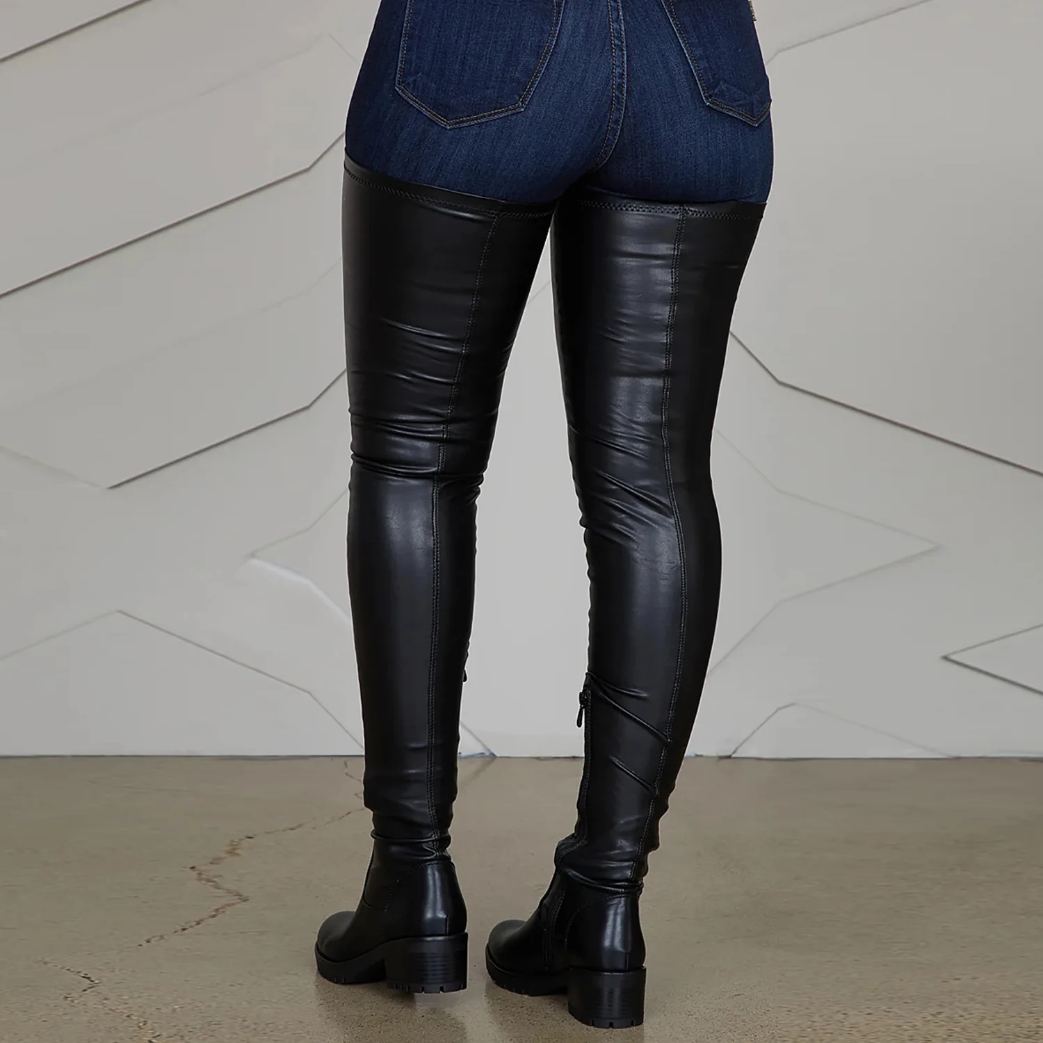 Women Boots New Platform Boots Women\'s Long Sleeve Elastic Low Heel Women\'s Boots Plus Size47Thigh High Boots Heels Women