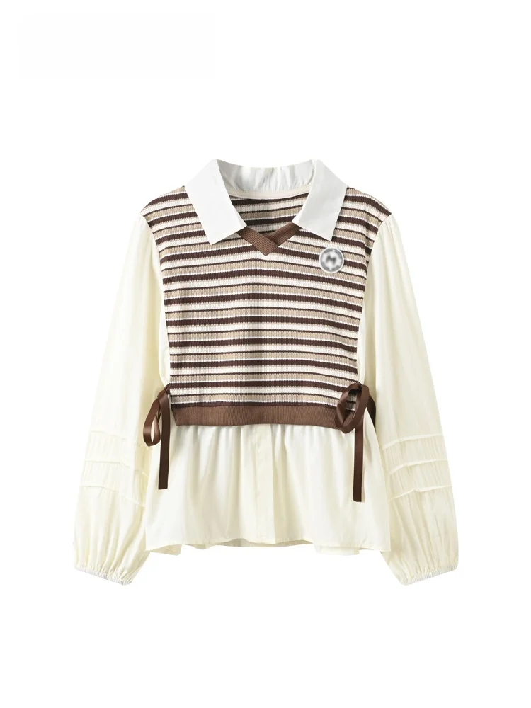 

Женская рубашка в полоску с длинными рукавами CaraCLUB больших размеров, модный топ для ранней весны, свободный крой, приятный для кожи, дышащий, из полиэстера...