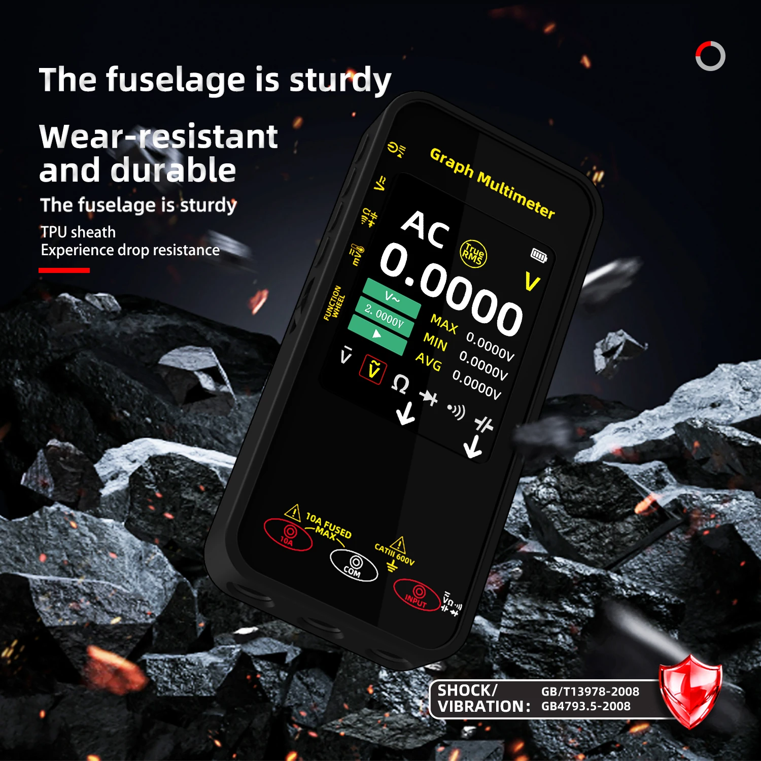 BSIDE S500 20000 Count Graphing Multimeter with Recording TFT Color Display 1800mAh USB C Armor Logger Shockproof TPU Case​