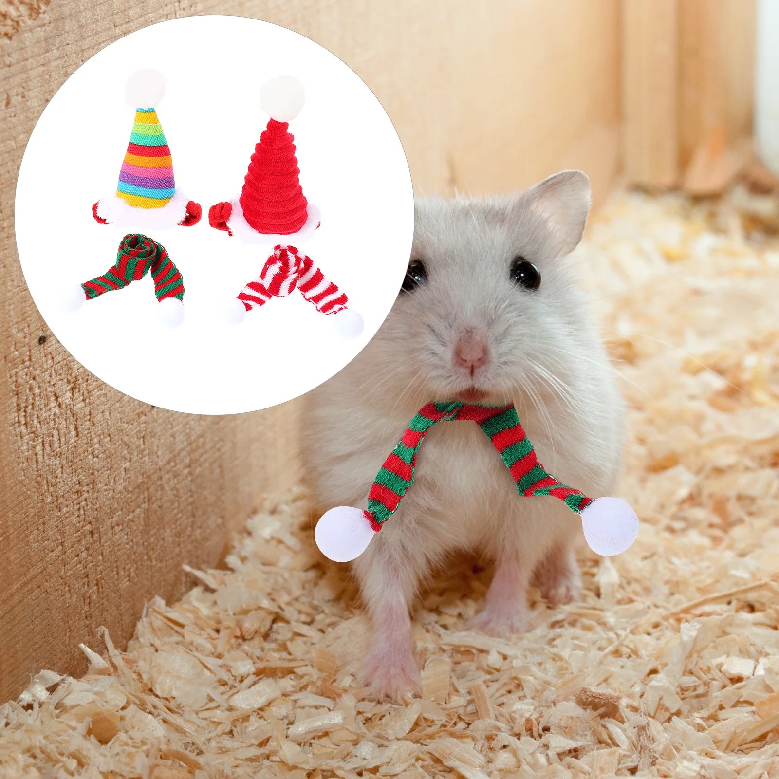 

4Pcs Pet Xmas Hat Scarf Set Rabbit Small Animal Christmas Decorative Accessories Costume Cosplay Party Supplies