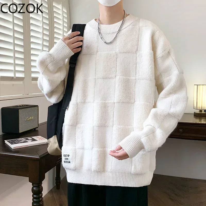 Sweater Men Harajuku Fashion Knitted Hip Hop Streetwear Dinosaur Cartoon Pullover Oversized Casual O-Neck Women Vintage Sweaters