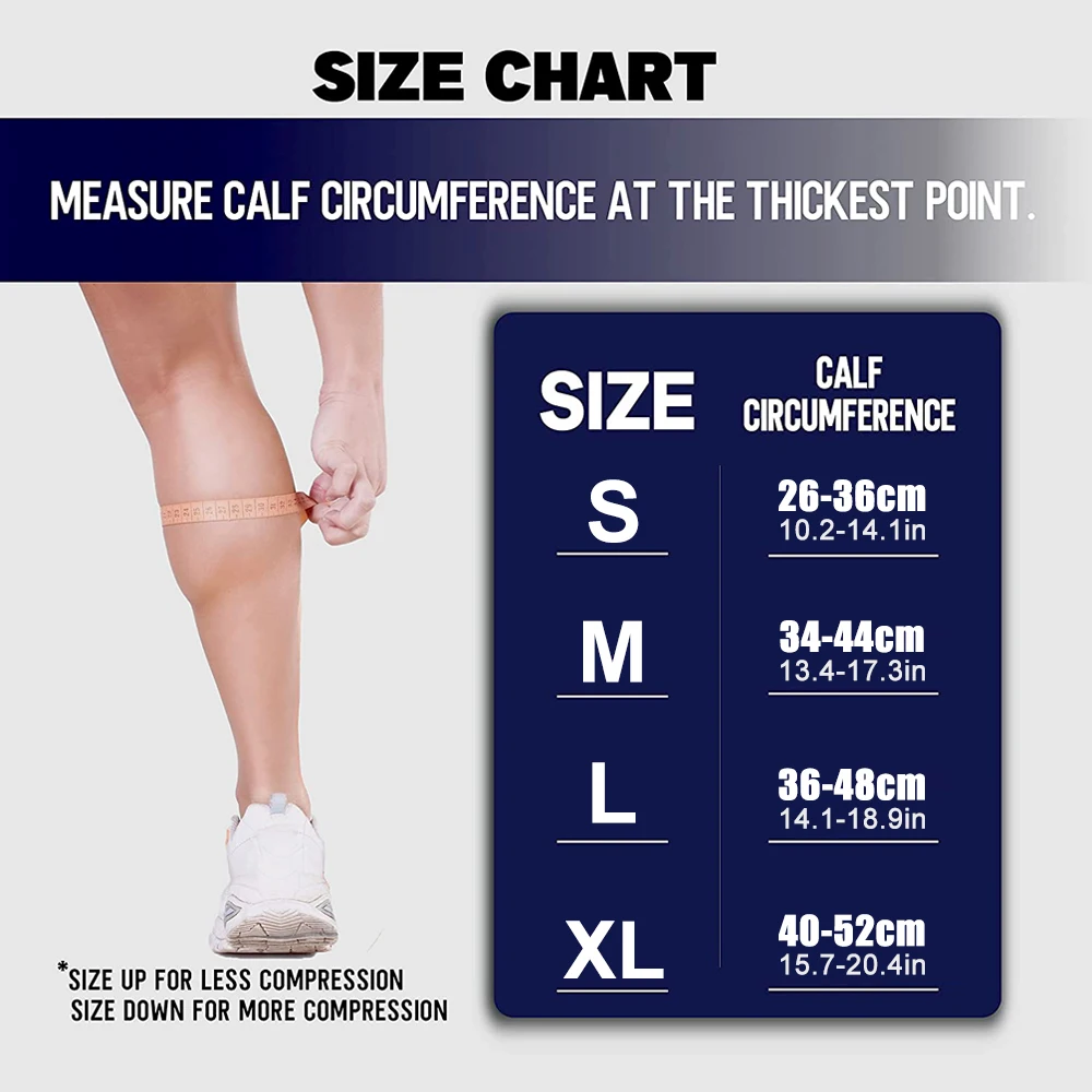 1Pair Calf Compression Sleeves for Men and Women - Footless Compression Socks Support for Varicose Vein, Nursing, Pregnancy, Run
